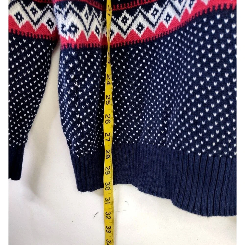 Aspen Christmas Polar Bear Fair Isle Navy Crew Neck Sweater Men's Size XL Large